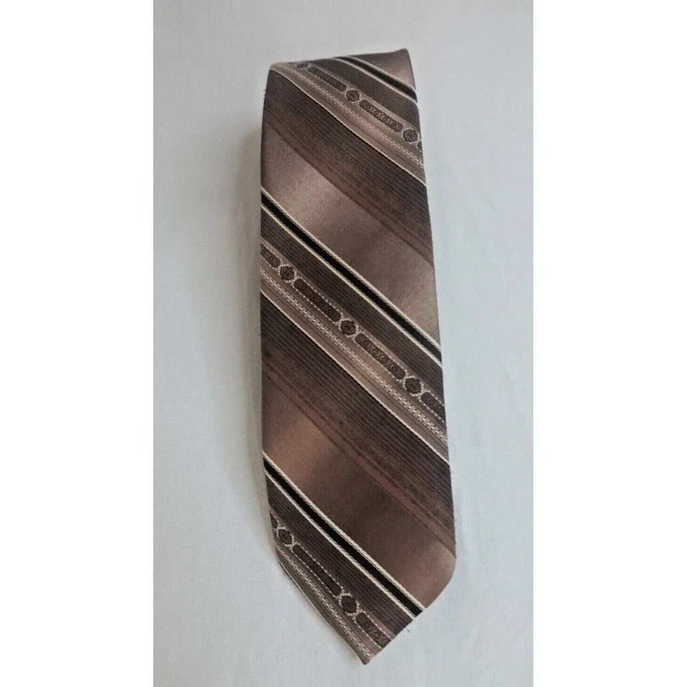 Wembley Mens Vintage Necktie Diagonal Striped Brown Tie WPL-4075‎